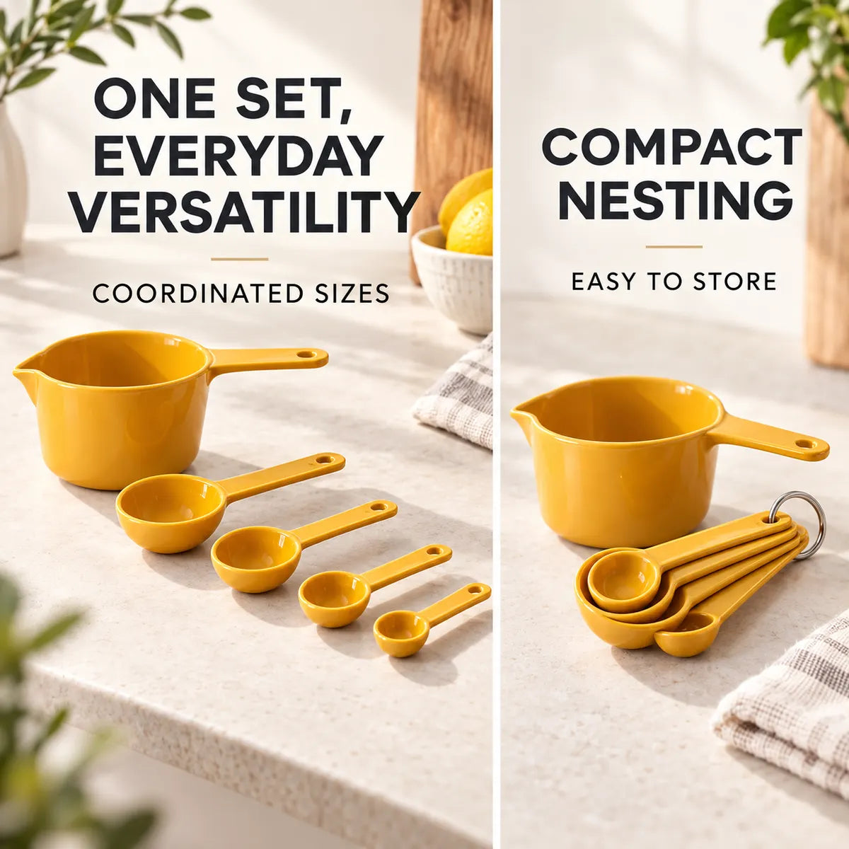 Verdelique measuring set showing coordinated sizes and compact nesting storage